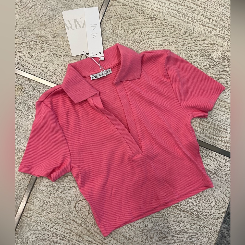 NWT Zara Pink Rib Polo Shirt - Picture 7 of 8